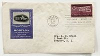 Front of envelope showing cachet, stamp and postmark