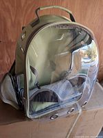 Front view showing bubble window, ventilation holes, interior padding