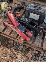Top view of both floor jacks showing colors, structure and wear