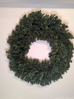 Full view of the artificial wreath showing size and fullness