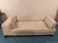 front view of cream suede modular sofa