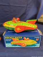 Rocket Racer tin toy on original box