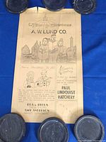 A.W. Lund Co. Christmas greeting broadside on tan paper