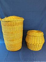 Tall and short wicker baskets side by side showing overall size comparison