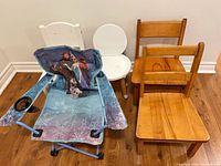 Group view of all five children’s chairs