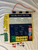 Front of assembled fabric calendar with pieces attached