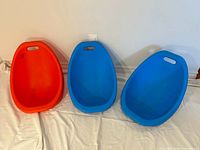 Front view of three wobble balance seats showing colors and seating surface