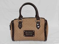 Front view of Guess monogram satchel handbag
