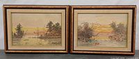 Both framed watercolor paintings side by side