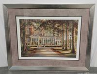 Full view of framed print with mats and metallic frame