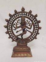 Front view of brass Shiva Nataraja statue
