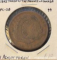 Obverse view of the 1842 penny token in flip