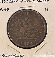 Obverse view showing St. George slaying dragon and date 1852