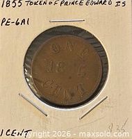 Obverse of 1855 PEI token in holder
