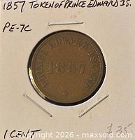 Obverse showing date 1857 and PRINCE EDWARD ISLAND legend in flip