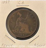 Full coin in holder with date and denomination annotations