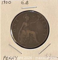 Obverse of 1900 Queen Victoria penny in holder