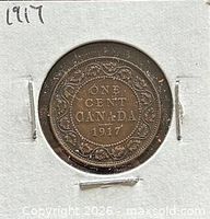 Reverse of 1917 Canadian one cent in holder
