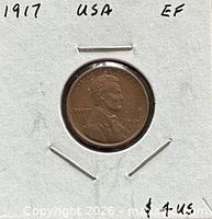 Obverse view of 1917 Lincoln cent in flip