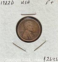 Obverse showing Lincoln portrait, date, mint mark