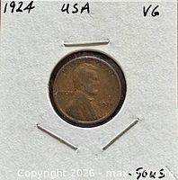 Obverse view of 1924 Lincoln cent in flip