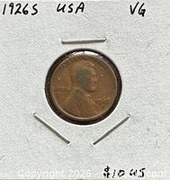 Obverse of 1926-S Lincoln cent in flip showing date and Lincoln portrait