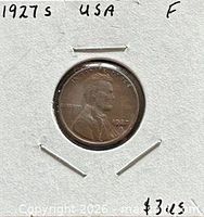 Obverse of 1927-S Lincoln cent in holder