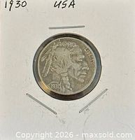 Obverse of 1930 Buffalo Nickel in holder
