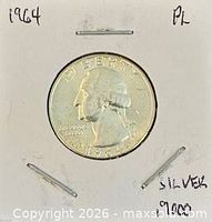 Obverse of 1964 Washington Quarter in flip holder