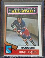 Front view of Brad Park #131 NHL All-Star card in sleeve