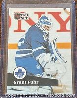 Front of 1991 Pro Set Grant Fuhr card in sleeve