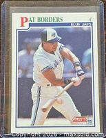 Front of 1991 Score Pat Borders #425 card in sleeve