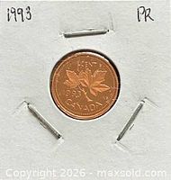 Obverse view of coin showing maple leaf twig and 1993 date