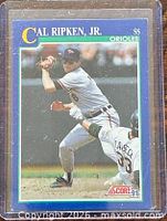 Front of Score baseball trading card in sleeve