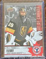 Front of Marc-André Fleury trading card in sleeve