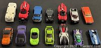 Group shot of all 14 Hot Wheels vehicles