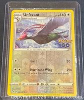 Front of Unfezant Pokémon GO card in sleeve