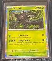 Front view of Zarude card in sleeve