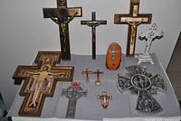 Overview of all crosses laid on table