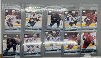 Front view of all ten Young Guns rookie cards in sleeves