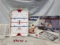 Game board, box, instructions, accessories, penny