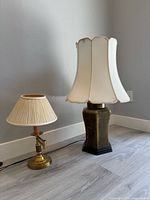 Front view of both lamps showing size difference and shades