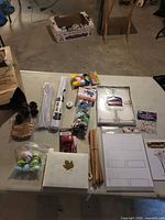 Overview of entire craft lot on table
