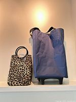 Handbag and utility cart side by side showing size comparison and exterior materials