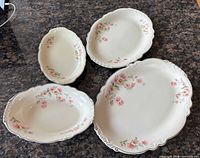 Group shot showing all four Homer Laughlin Virginia Rose pieces