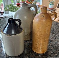 Front view of all three jugs showing size and color differences