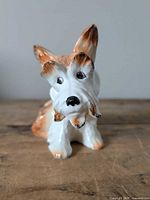 Front view of small ceramic dog figurine