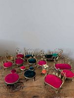 Group view of all miniature furniture pieces