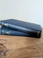 Spines of both navy hardcover volumes showing gilt titles