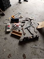 Overhead view of all assorted tools on floor